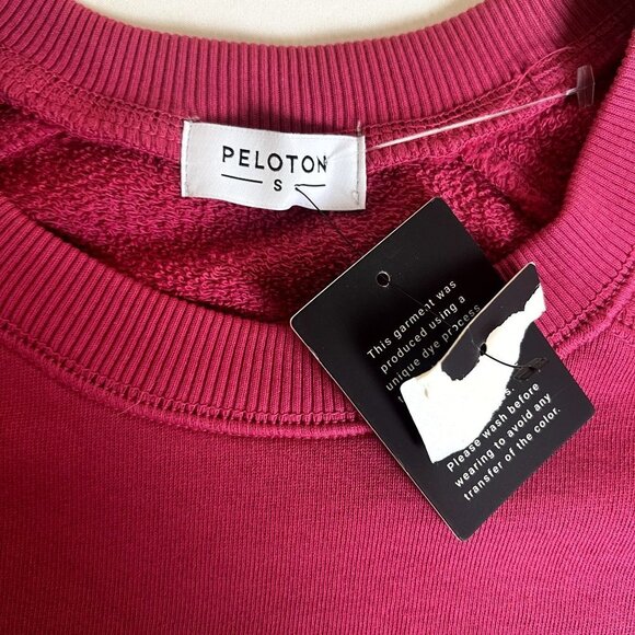 Peloton NWT Woman Small Burgundy Rose Logo Print Oversized Crewneck Pullover - Picture 5 of 7
